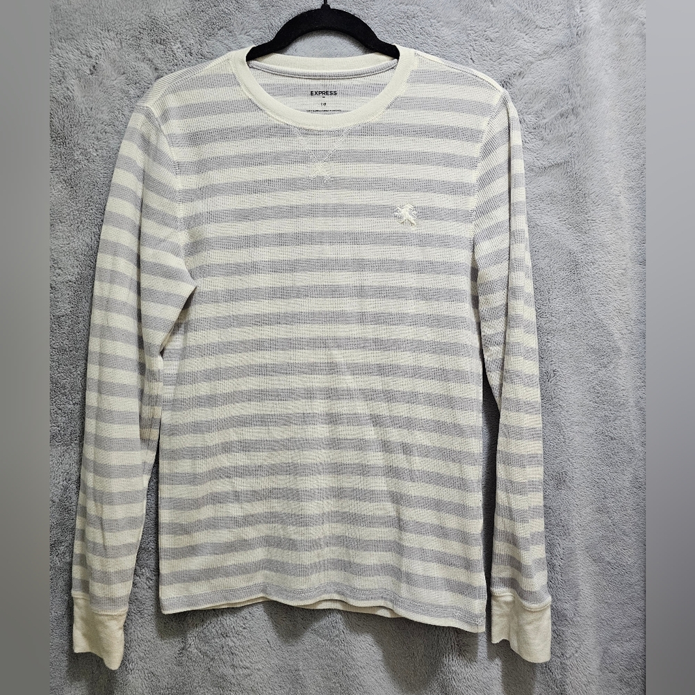 Express Men’s Thermal Waffle Striped Long Sleeve Shirt Size S